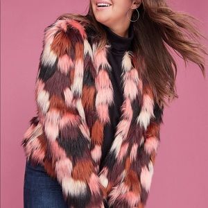 Lane Bryant multi-color faux fur coat